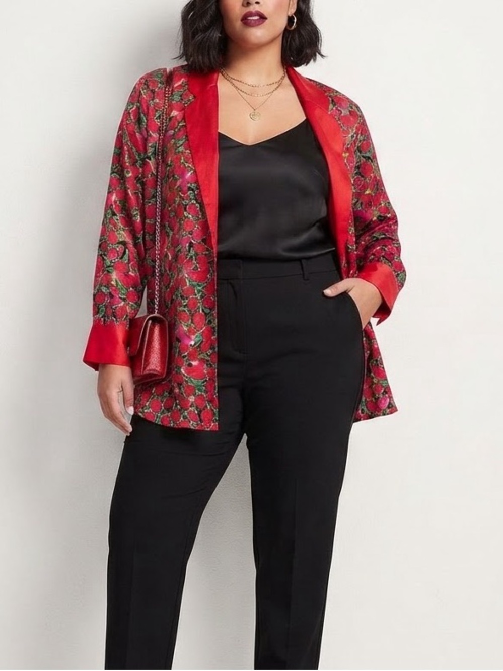 Victoria'Small Secret Floral Blouse in Red & Green Size Small Like New